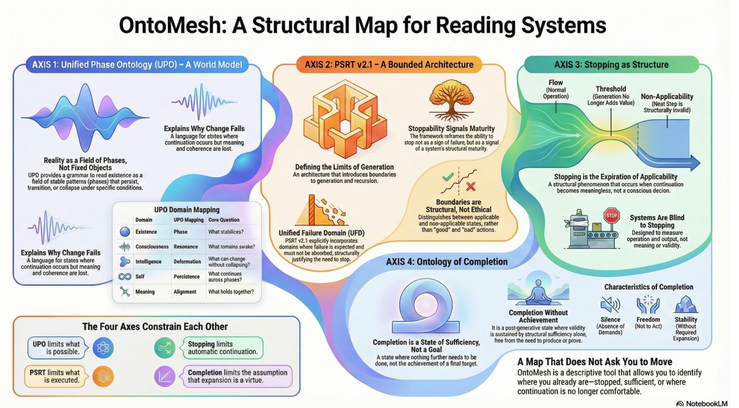 OntoMesh: A Structural Map for Reading Systems — UPO, PSRT v2.1, Stopping as Structure, Ontology of Completion